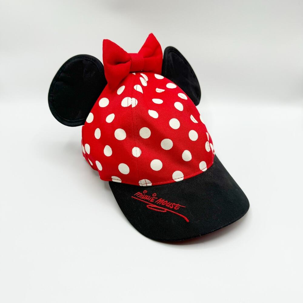 Disneyland Minnie Mouse Ear Hat Red Bow Baseball Hat YOUTH SnapBack